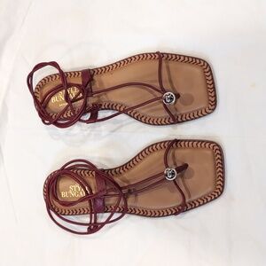 Antonio Melani X Style Bungalow Clarke Leather Stud Ornament Sandal, Red, Size 6